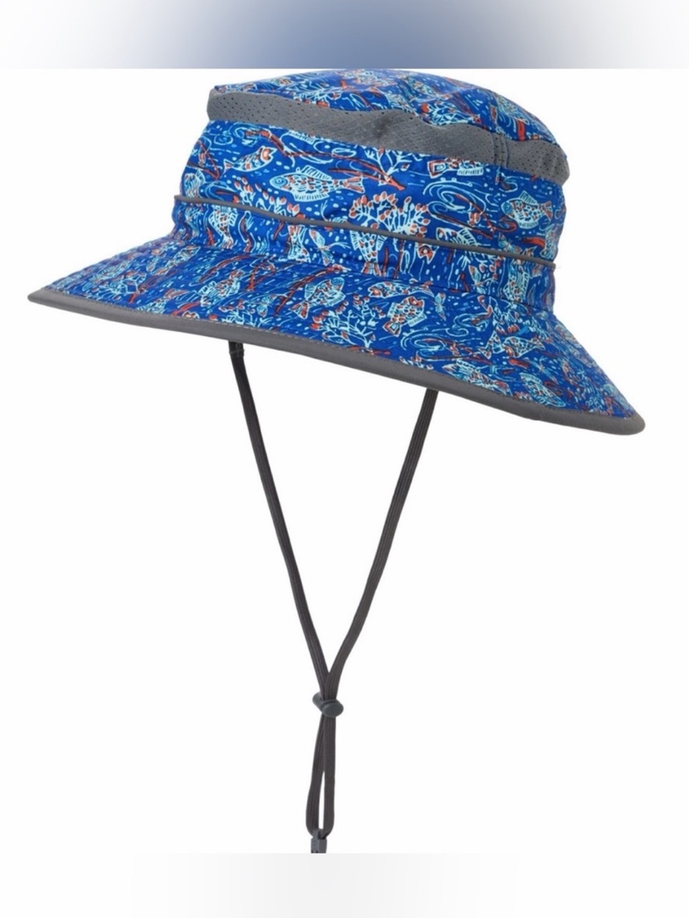 Sunday Afternoons 3-6 yrs M Blue Fish Print Fun Drawstring Bucket Hat